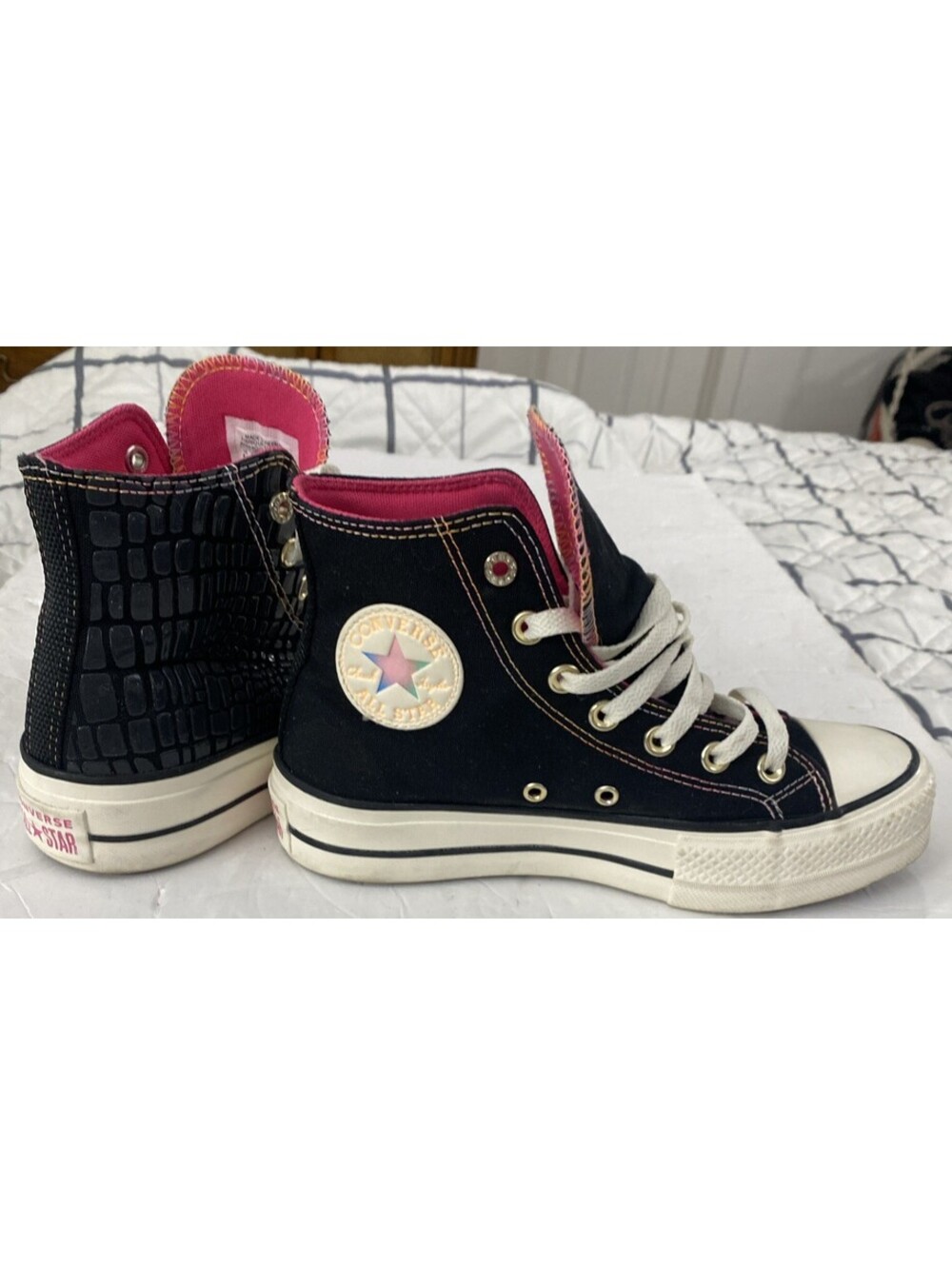 Women Size 6.5- Converse Lift Platform Leather Canvas High Shoes A06864C